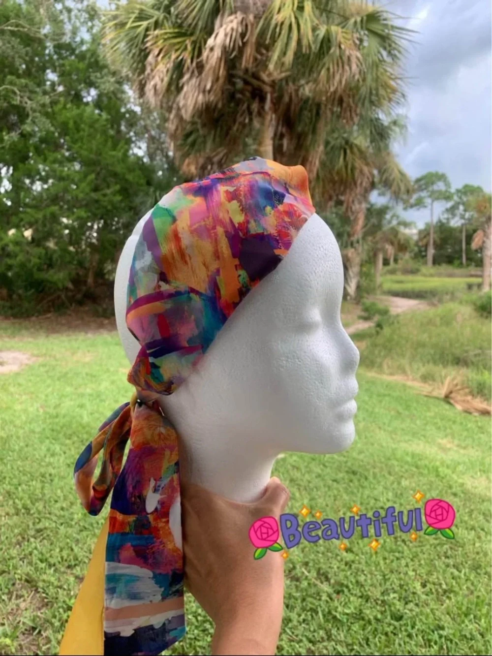 ✨ Handmade Golden & Multicolor Silk Headwrap / Headband